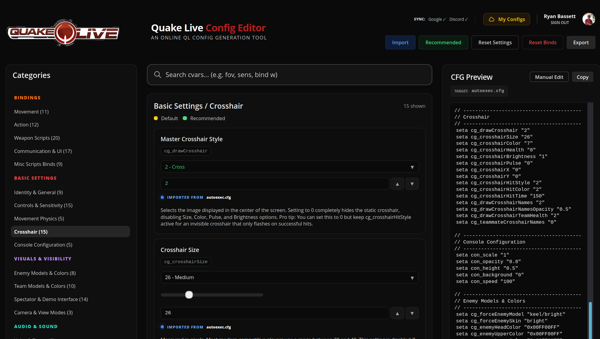 Quake Live Config Editor