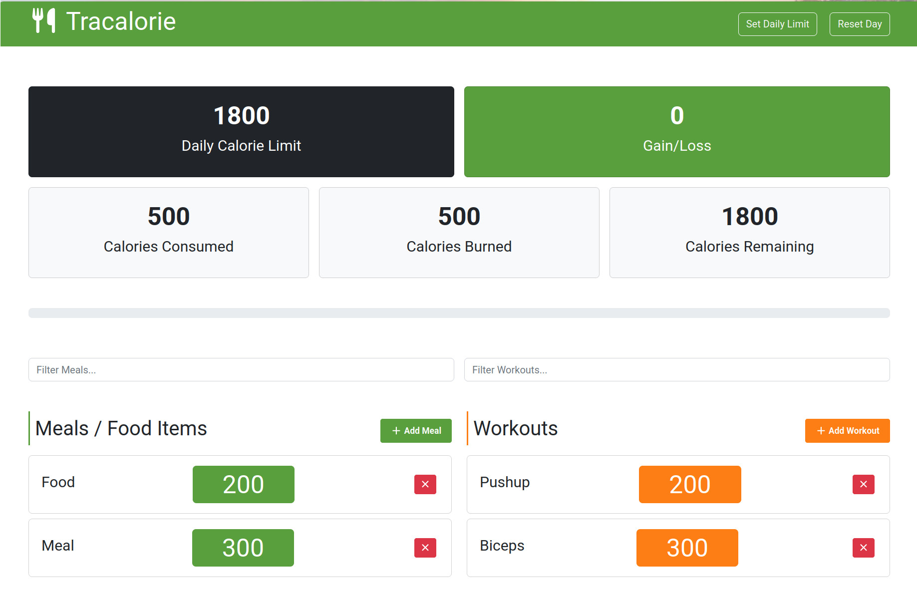 Tracalorie Nutrition Tracker